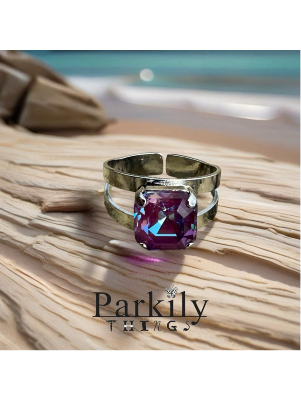 Handcrafted sparkly ring made with Swarovski crystal adjustable fit