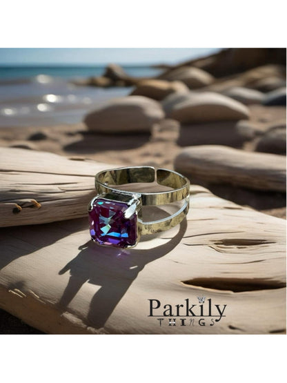 Handcrafted sparkly ring made with Swarovski crystal adjustable fit