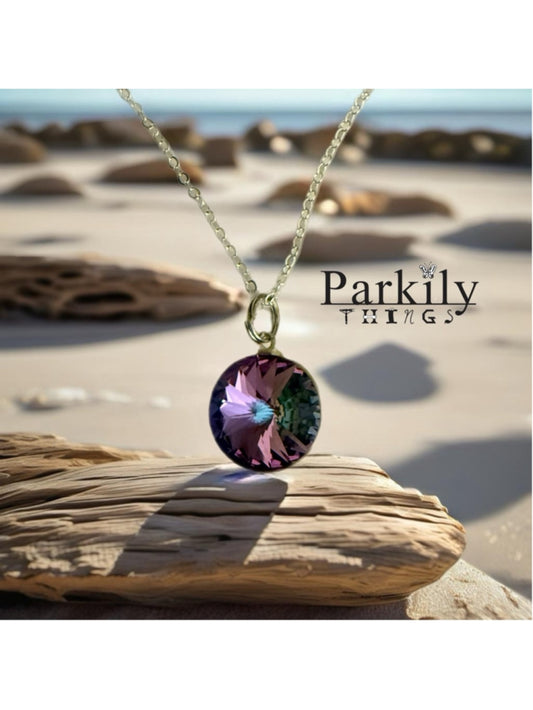 Handcrafted necklace with Swarovski crystal and chain