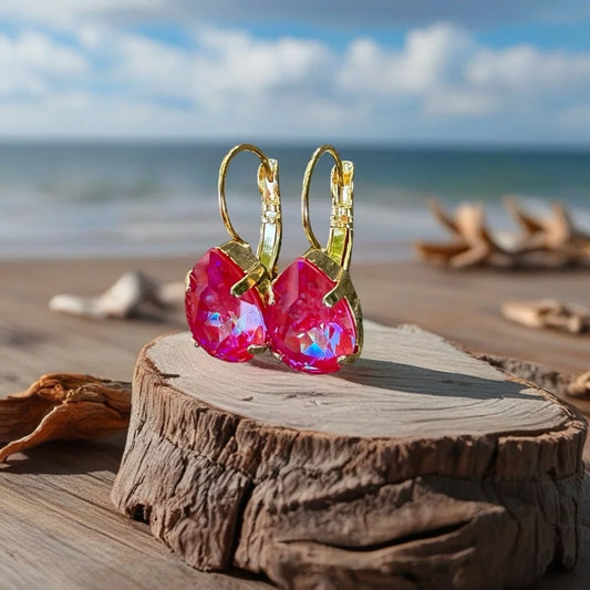 Handcrafted earrings with royal red delite Swarovski crystal