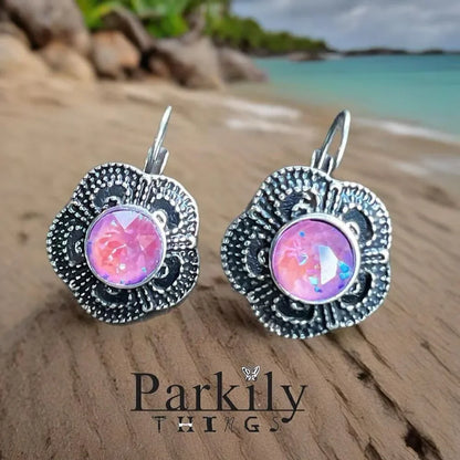 Handcrafted Earrings with a Sparkly Chaton Swarovski Crystal