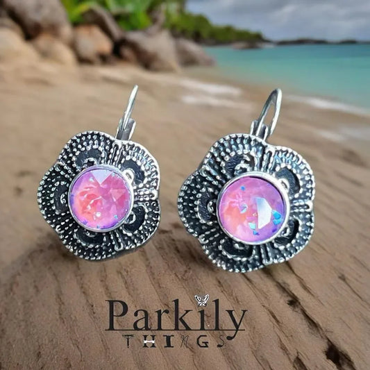 Handcrafted Earrings with a Sparkly Chaton Swarovski Crystal