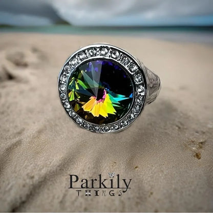 Sparkly statement ring made with Swarovski crystal size 9