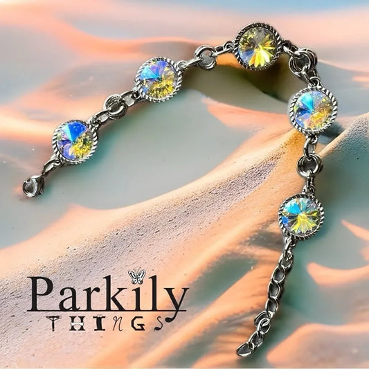 Handcrafted bracelet with colorful Tears of Isis Swarovski crystals