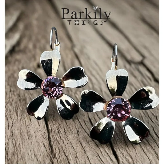 Handcrafted earrings with sparkly Aurora crystal