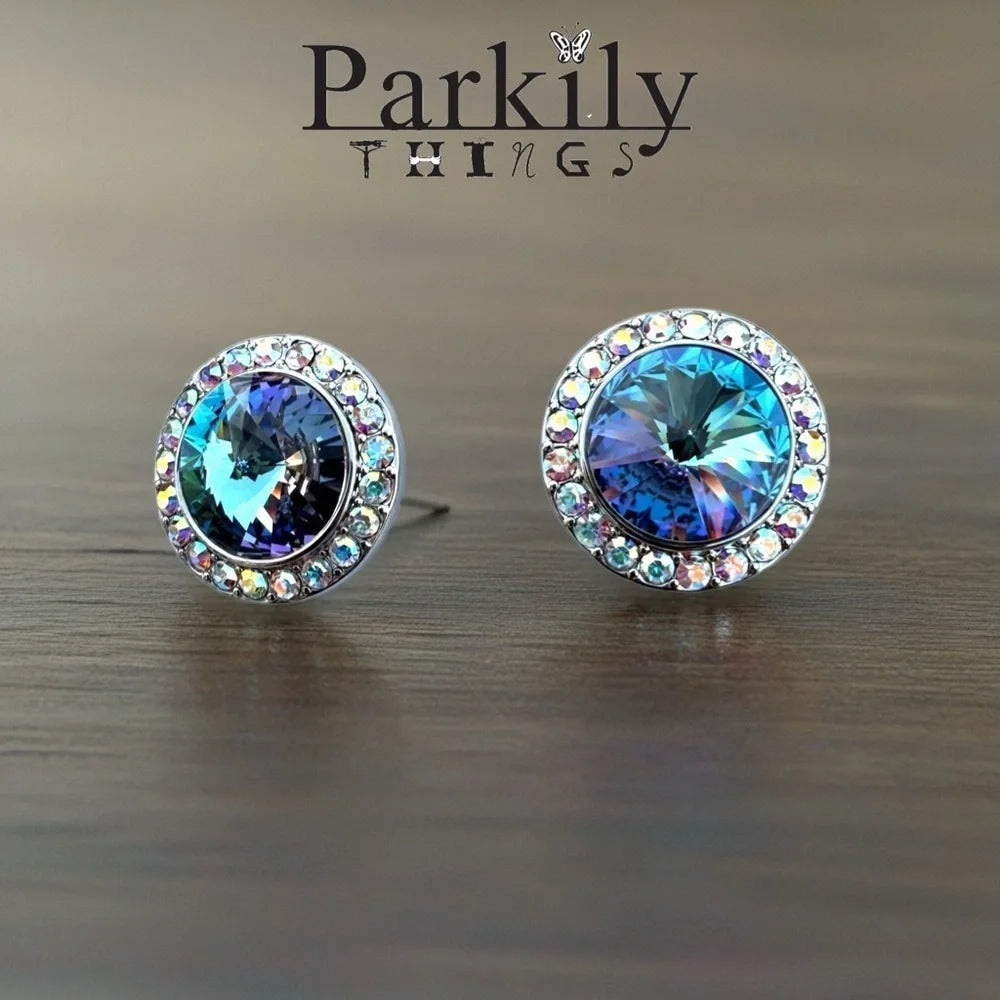 Handcrafted earrings with light vitrail Swarovski crystal