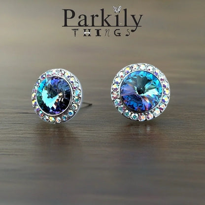 Handcrafted earrings with light vitrail Swarovski crystal