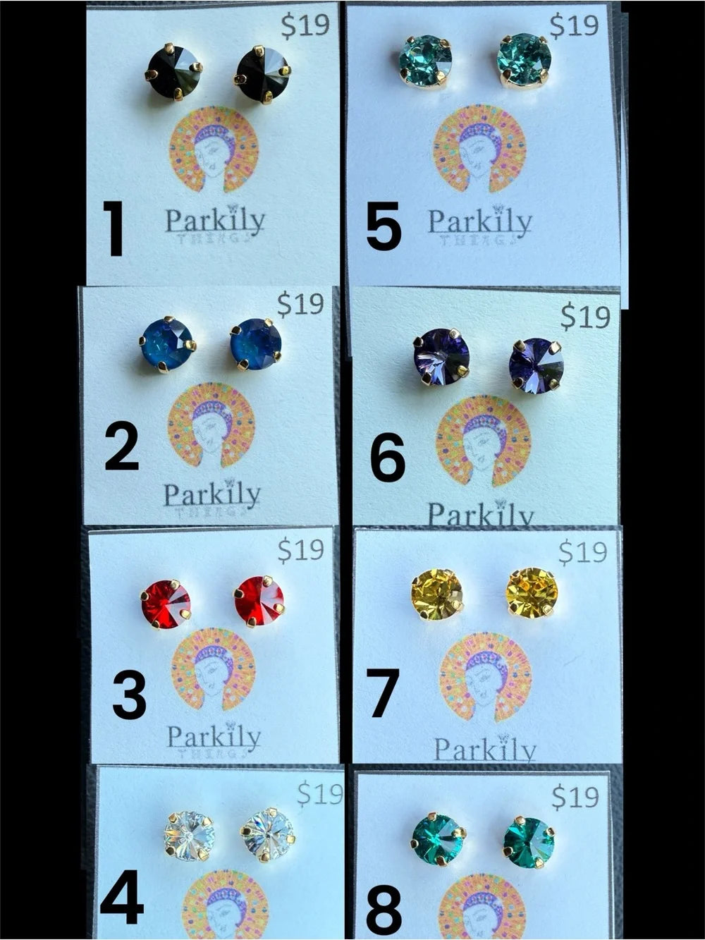 Sparkly Stud Earrings with Swarovski crystals Gold Tone Color #4 - Clear