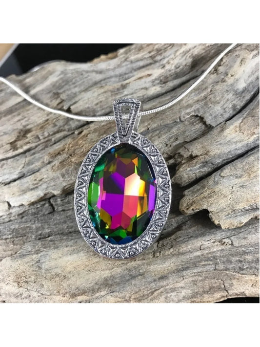 Handcrafted Necklace made with Swarovski medium vitrail crystal