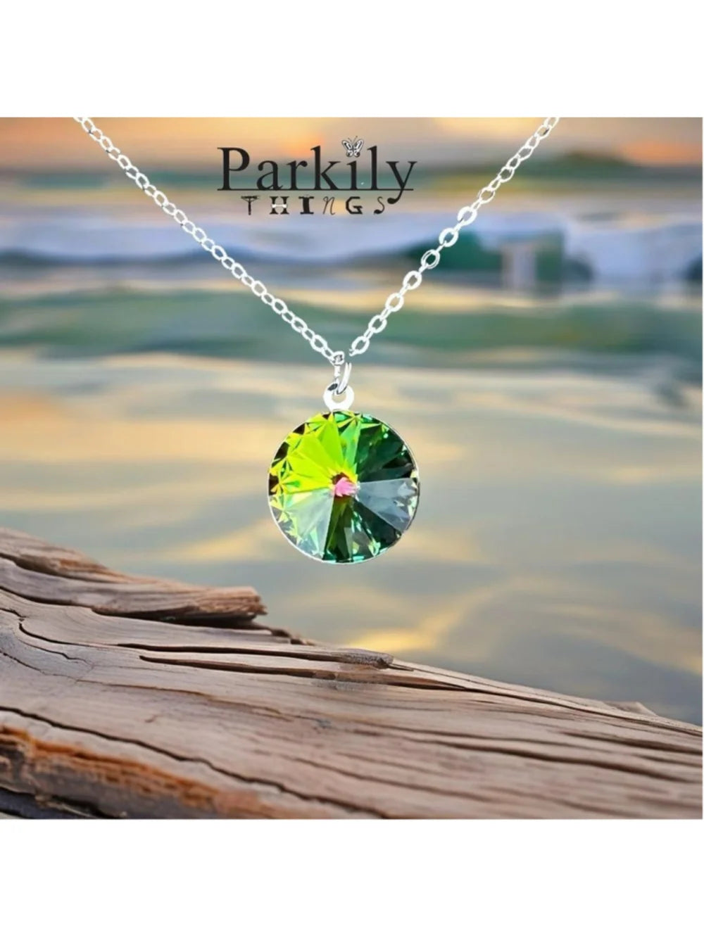 Handcrafted necklace with Swarovski crystal and chain