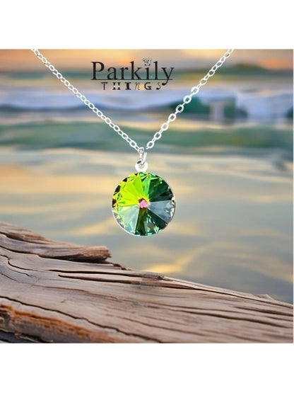 Handcrafted necklace with Swarovski crystal and chain