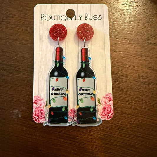 Wine Bottle Holiday Earrings New