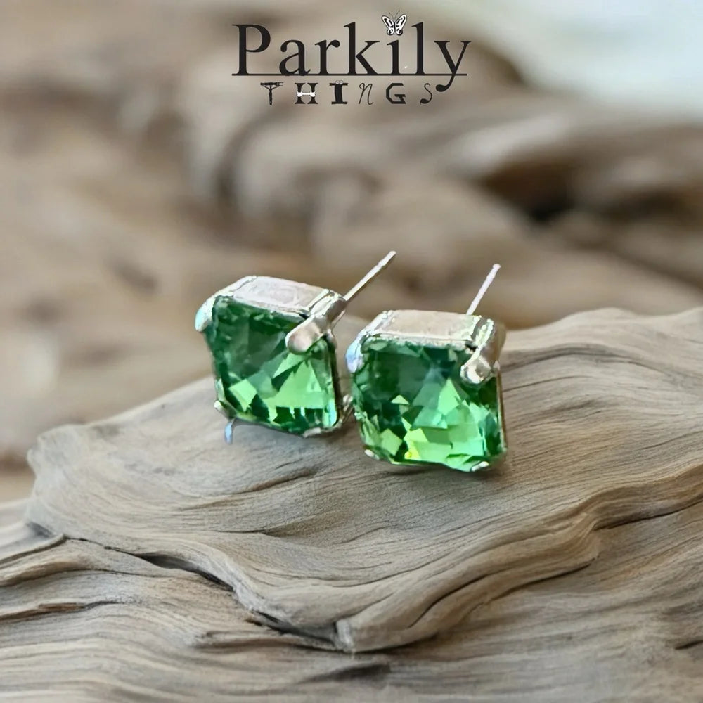 Handcrafted post earrings with Swarovski crystal