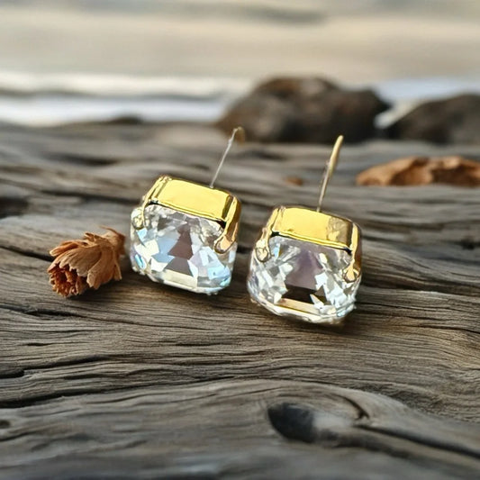 Handcrafted post earrings with Swarovski crystal