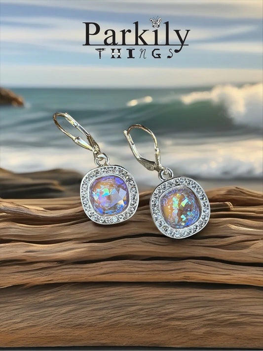 Handcrafted earrings with cappuccino color Swarovski crystal