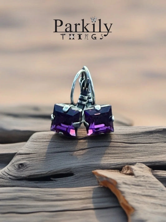 Handcrafted earrings with Swarovski amethyst crystal