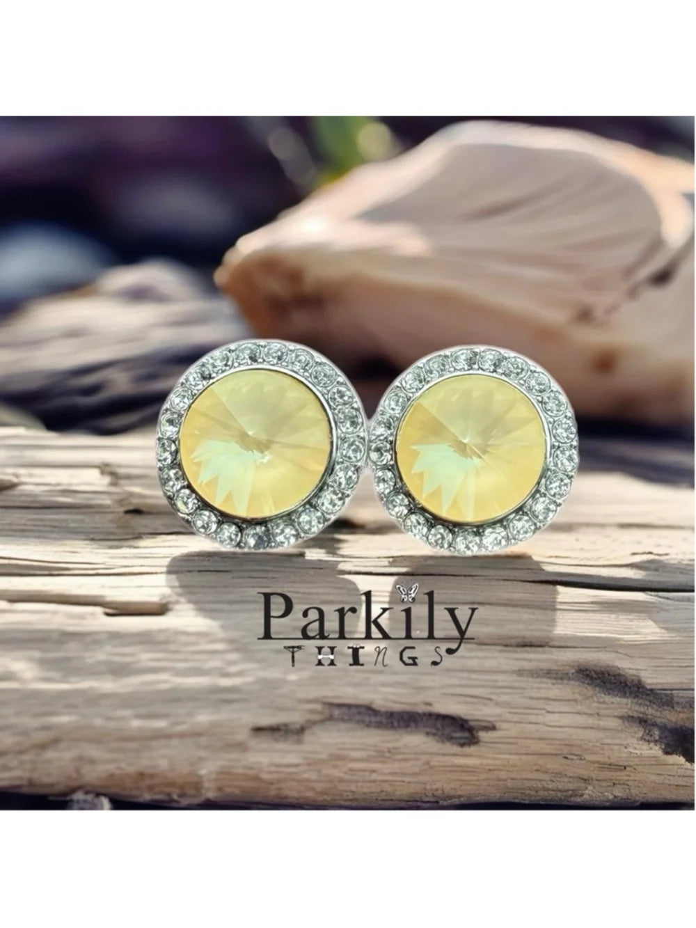 Handcrafted earrings with soft yellow Swarovski crystal