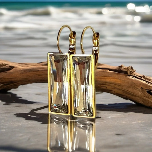 Handcrafted earrings made with Austrian clear baguette crystals