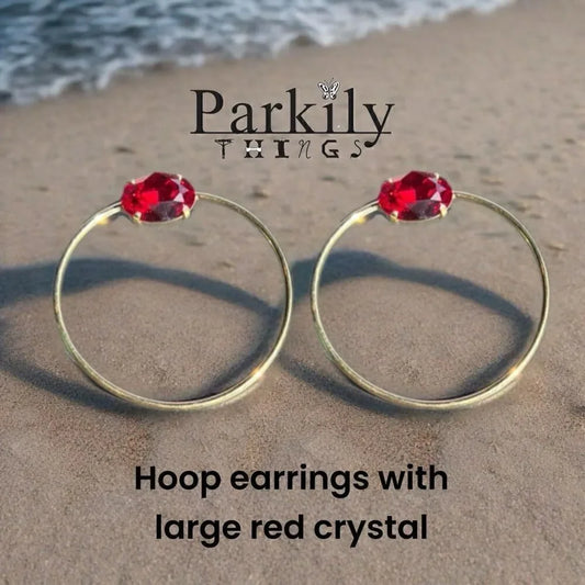 Handcrafted earrings with red Swarovski crystal