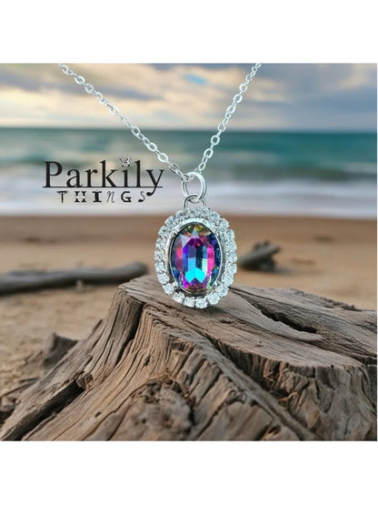 Handcrafted necklace with Swarovski crystal and chain
