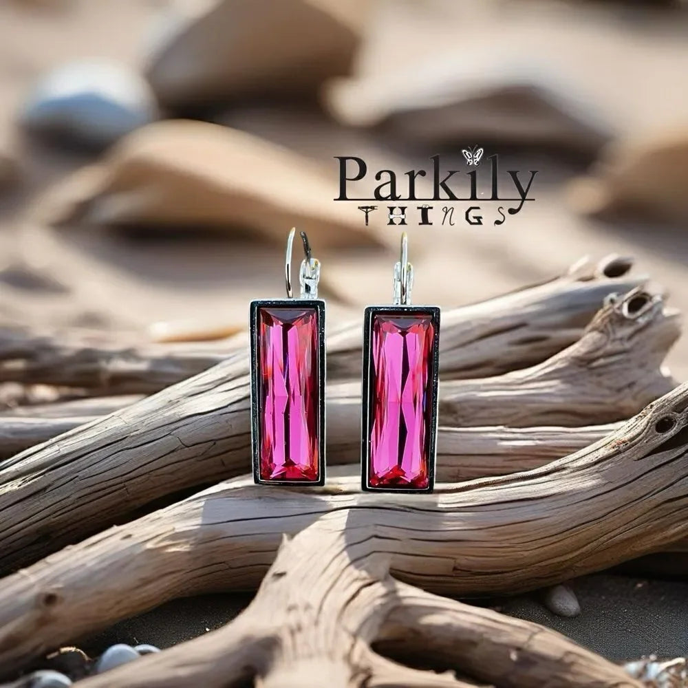 Handcrafted earrings with Austrian crystal in rose