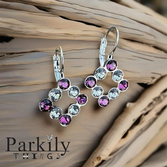 Handcrafted Earrings with rose and clear Swarovski Crystal
