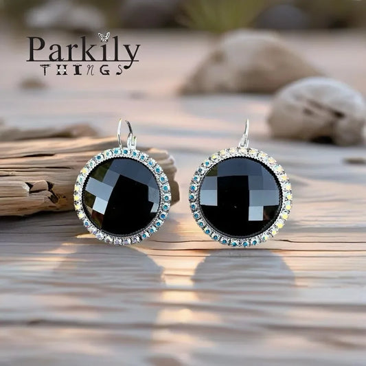 Handcrafted earrings with jet black Swarovski crystal