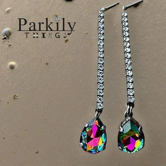 Handcrafted post earrings with Swarovski medium vitrail crystal