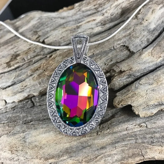 Handcrafted Necklace with Swarovski Crystal and Chain