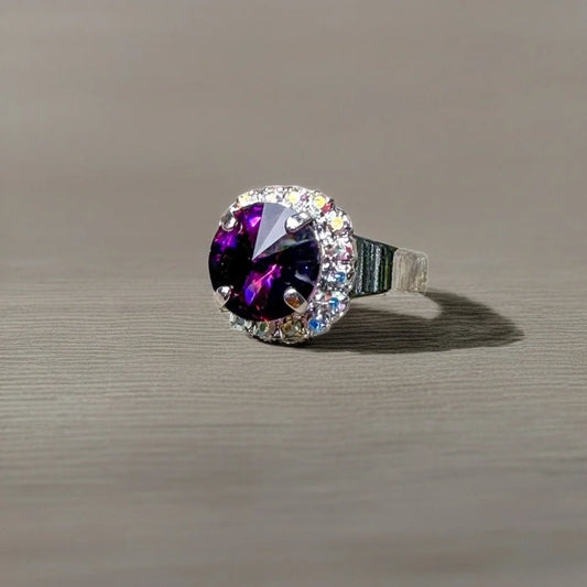 Handcrafted sparkly ring made with Swarovski crystal adjustable fit