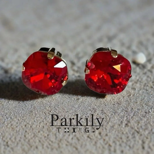 Handcrafted earrings with red Swarovski crystal