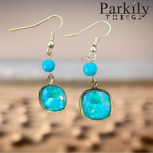 Handcrafted earrings with laguna Swarovski crystal