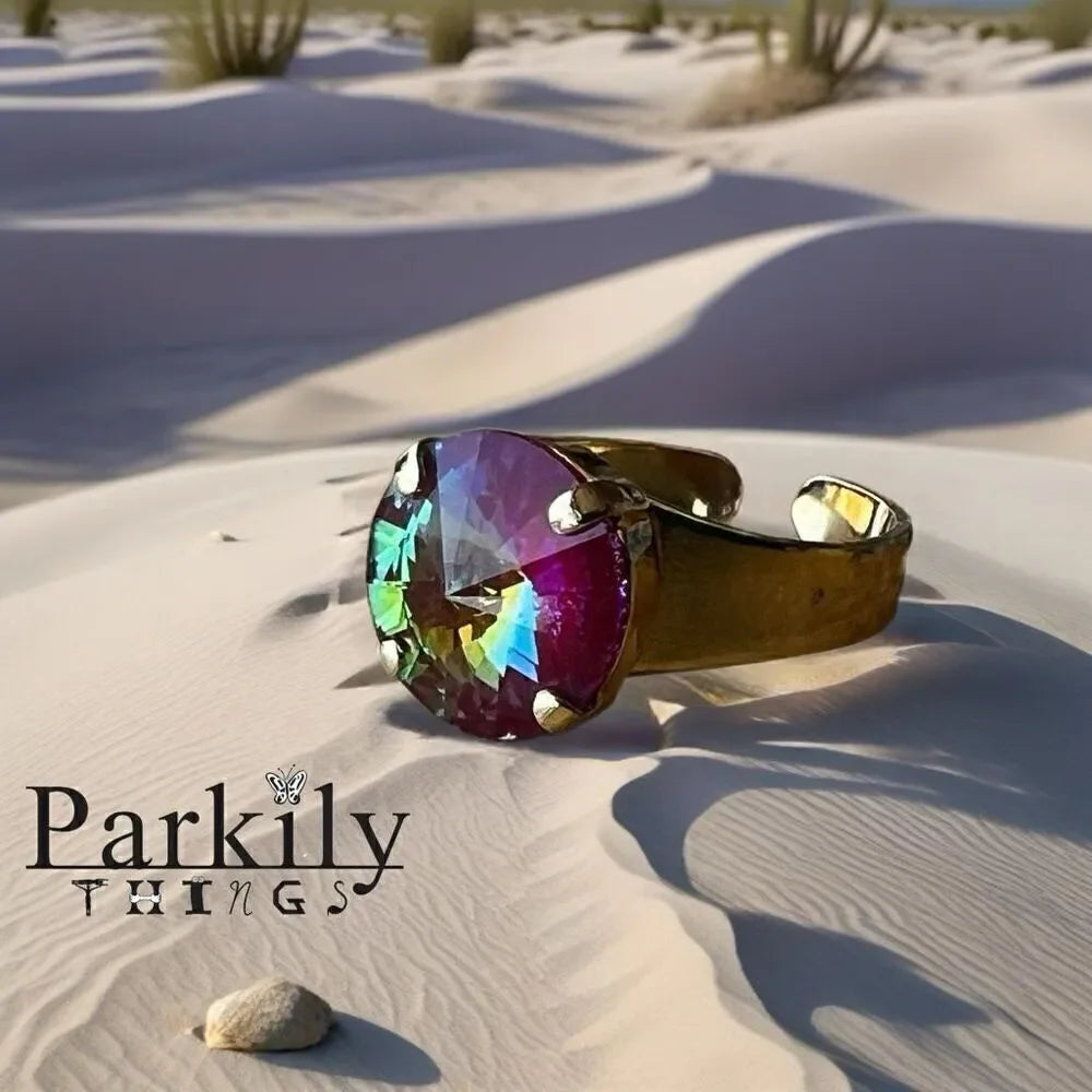 Handcrafted sparkly ring made with Swarovski crystal adjustable fit