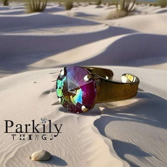 Handcrafted sparkly ring made with Swarovski crystal adjustable fit
