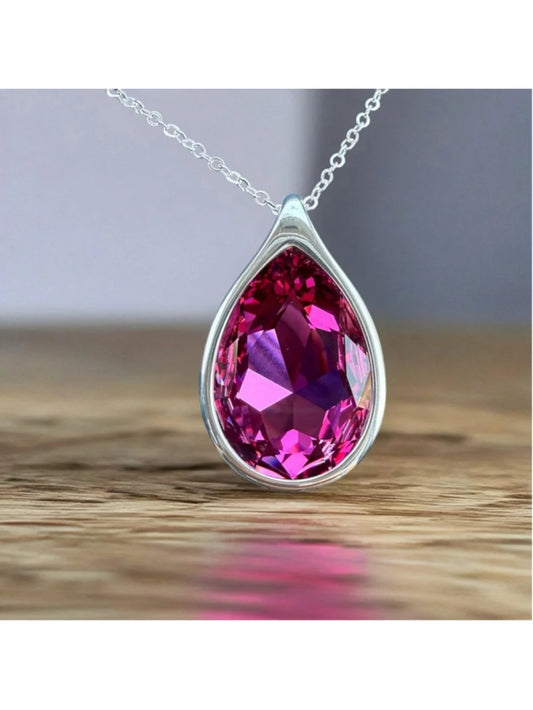 Handcrafted necklace with Swarovski crystal and chain
