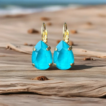 Handcrafted earrings with azure blue Swarovski crystal
