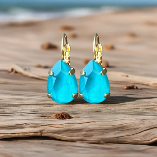 Handcrafted earrings with azure blue Swarovski crystal