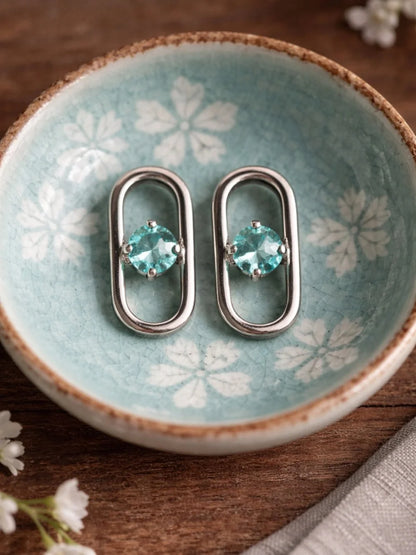 Handcrafted earrings with light turquoise Swarovski crystal