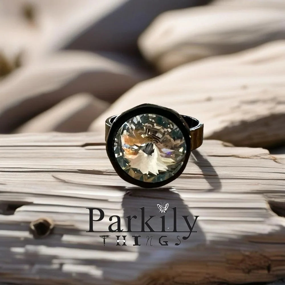 Handcrafted sparkly ring made with Swarovski crystal adjustable fit