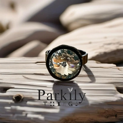 Handcrafted sparkly ring made with Swarovski crystal adjustable fit