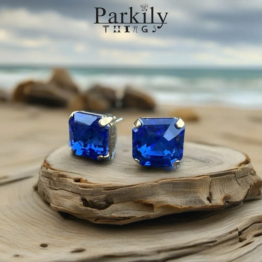 Sapphire Blue Crystal Stud Earrings