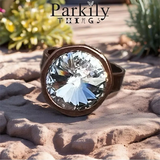Handcrafted sparkly ring made with Swarovski crystal adjustable fit