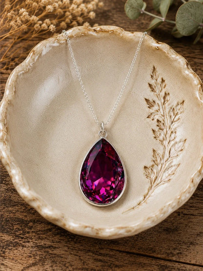 Handcrafted necklace with Swarovski crystal and chain