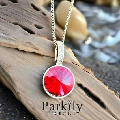 A necklace with Swarovski crystal and chain handcrafted