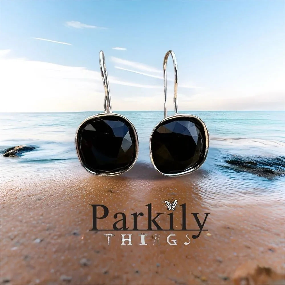 Handcrafted earrings with jet black Swarovski crystal