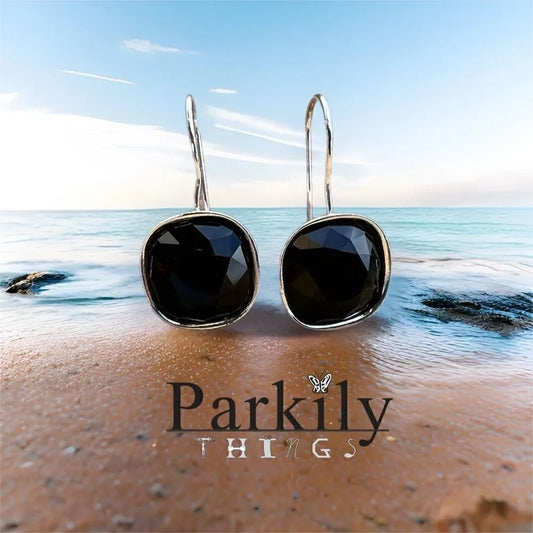 Handcrafted earrings with jet black Swarovski crystal
