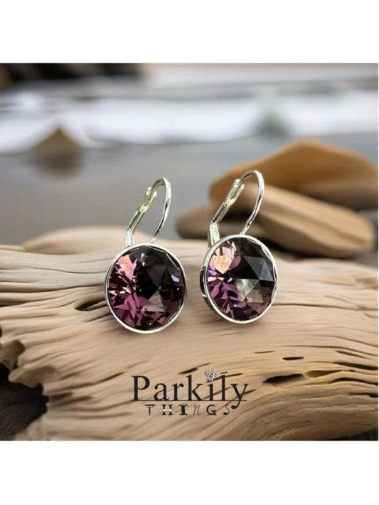 Handcrafted Bella earrings with iris Swarovski crystal