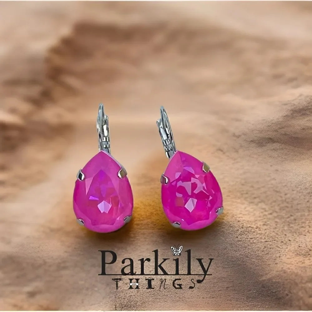 Earrings with Barbie pink Swarovski crystal