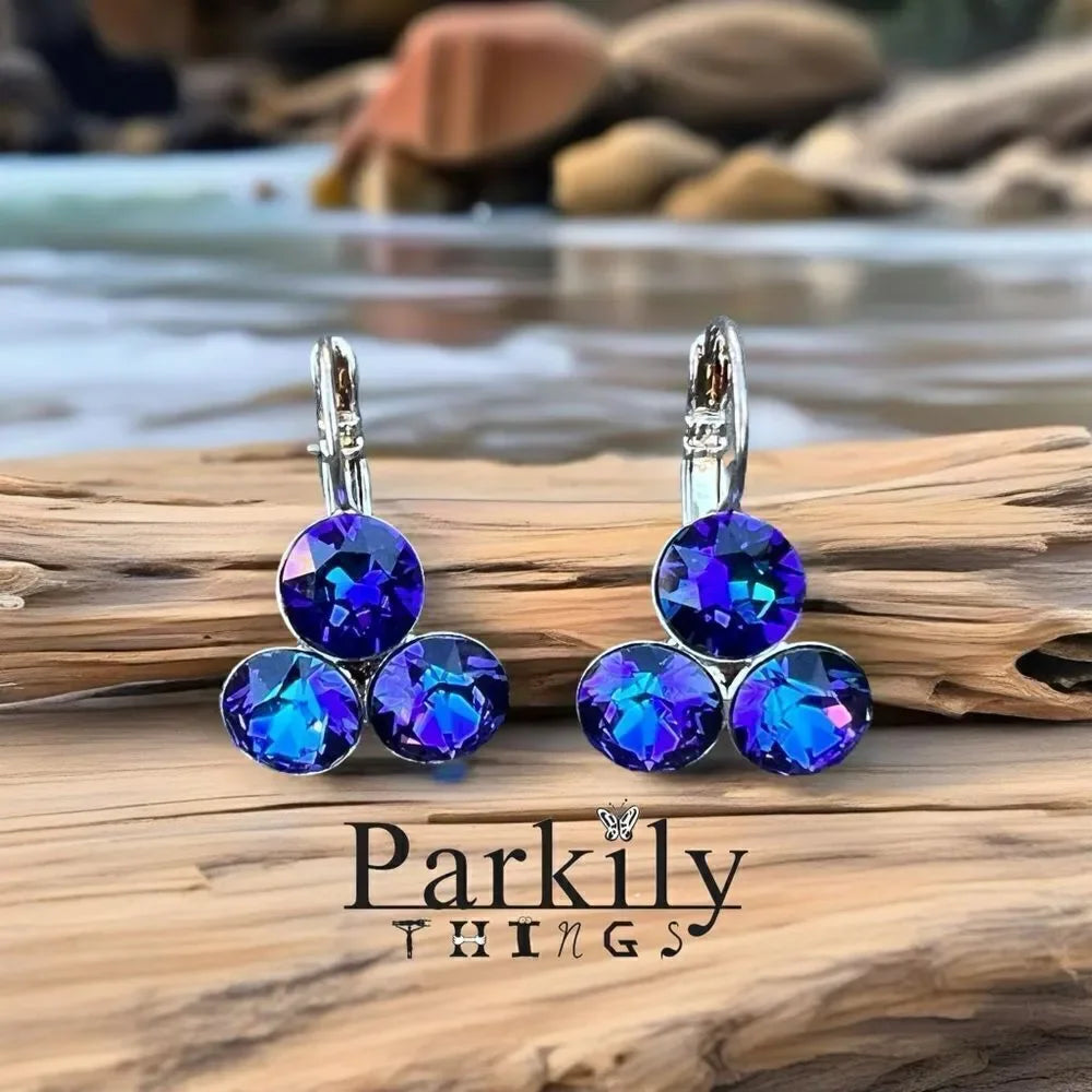 Handcrafted earrings with heliotrope Swarovski crystal