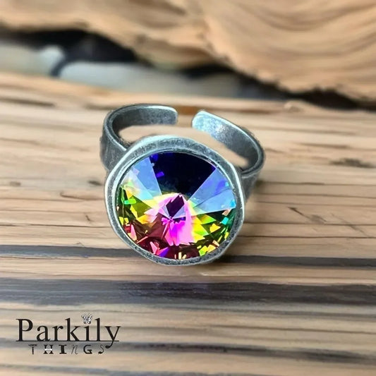 Handcrafted sparkly ring made with Swarovski crystal adjustable fit